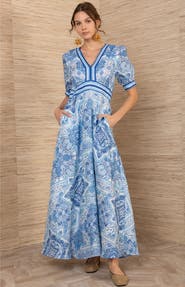 Hale Bob Ginevra Linen Maxi Dress