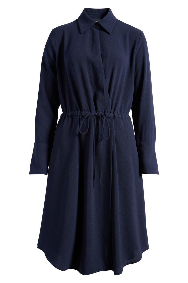 Long Sleeve Tie Waist Crepe Shirtdress, Alternate, color, SOLID BRIGHT BLUE