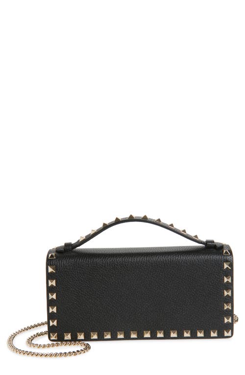 VALENTINO GARAVANI VALENTINO GARAVANI ROCKSTUD LEATHER WALLET ON A CHAIN