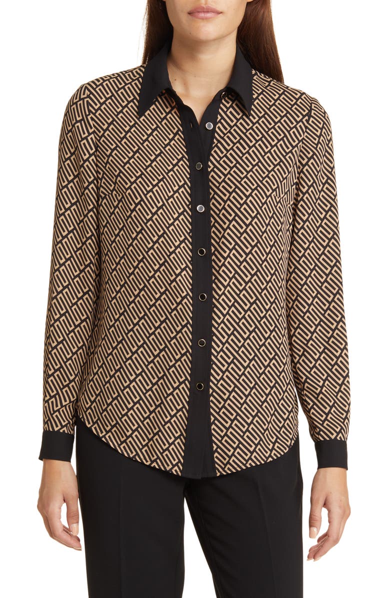 Anne Klein Combo Button-Up Shirt, Main, color,