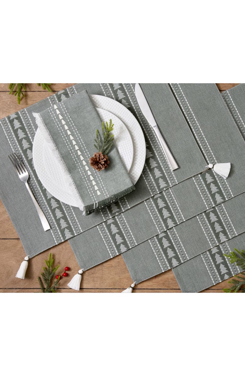 Design Imports Balsam Fir Tree Jacquard Set of 4 Placemats, Alternate, color, Balsam Fir Tree