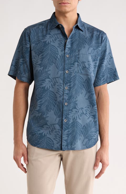 Luau Leaves Short Sleeve Button-Up Shirt