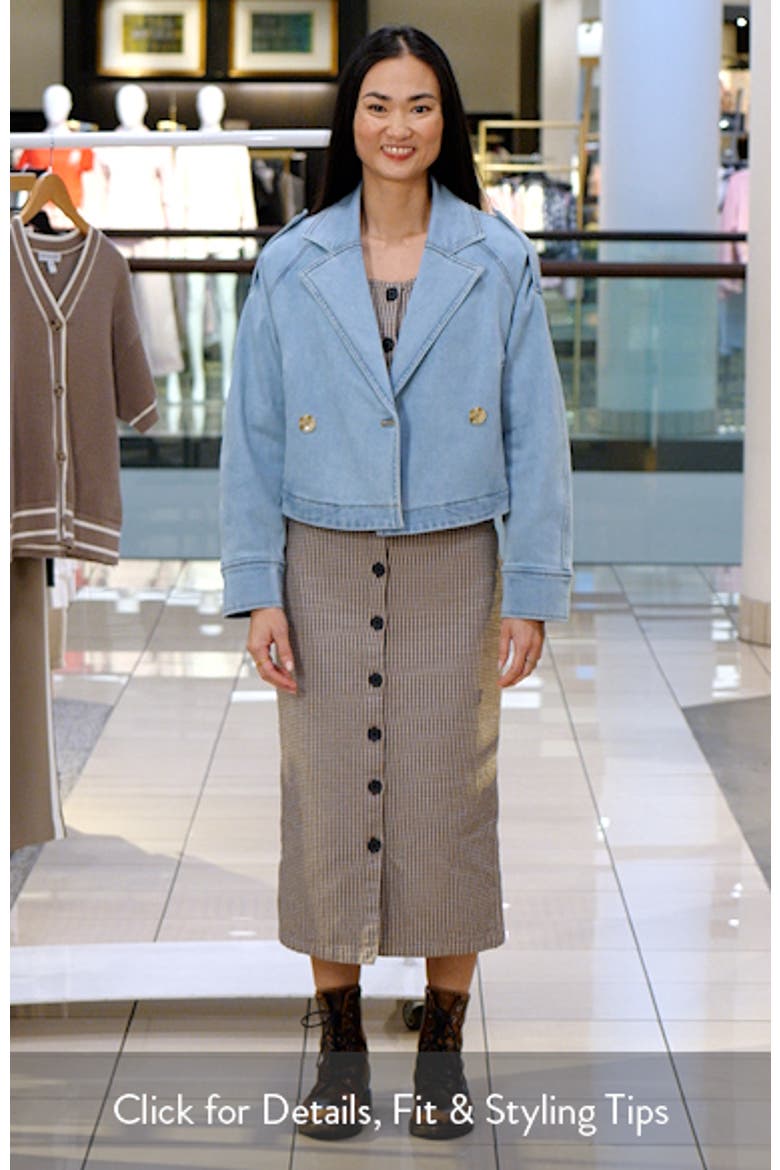 Double Breasted Denim Crop Trench Jacket video