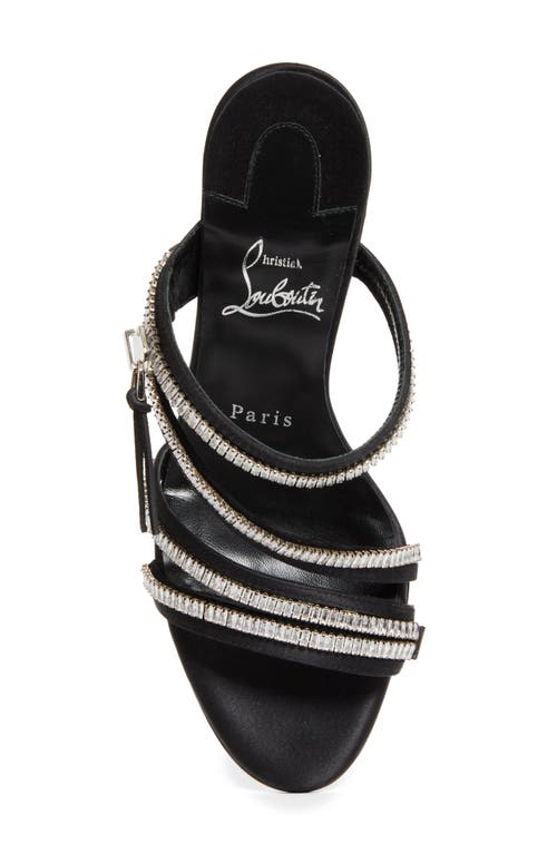 Christian Louboutin Meryl Zip Strass Satin Red Sole Sandals In Black