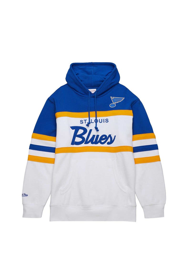 Men's Mitchell & Ness White/Blue St. Louis Blues Head Coach Pullover Hoodie, Alternate, color, White