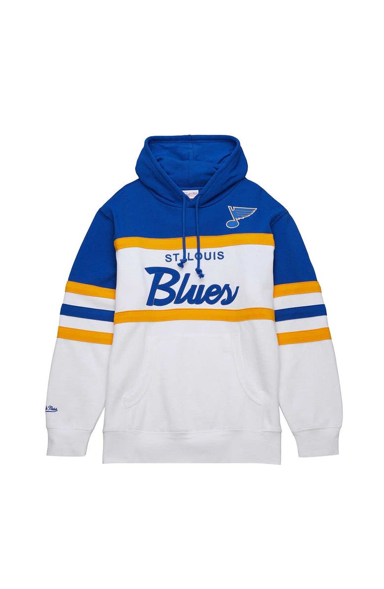 Mitchell & Ness Men's Mitchell & Ness White/Blue St. Louis Blues Head Coach Pullover Hoodie, Alternate, color, White