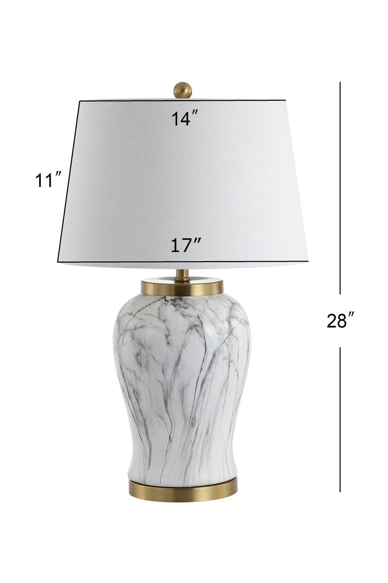 Prague 28" Ceramic Marble LED Table Lamp, White/Gold, Alternate, color, White