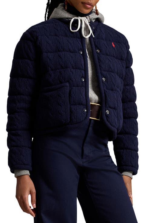 Padded Cable Stitch Wool & Cashmere Puffer Jacket