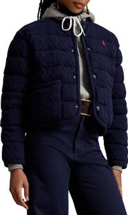 Polo Ralph Lauren Padded Cable Stitch Wool & Cashmere Puffer Jacket