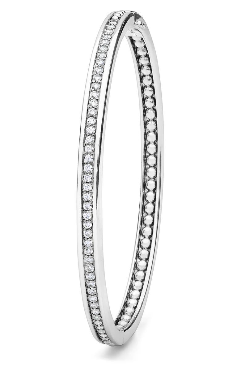 LAGOS Caviar Spark Diamond Bangle Bracelet, Alternate, color, Silver