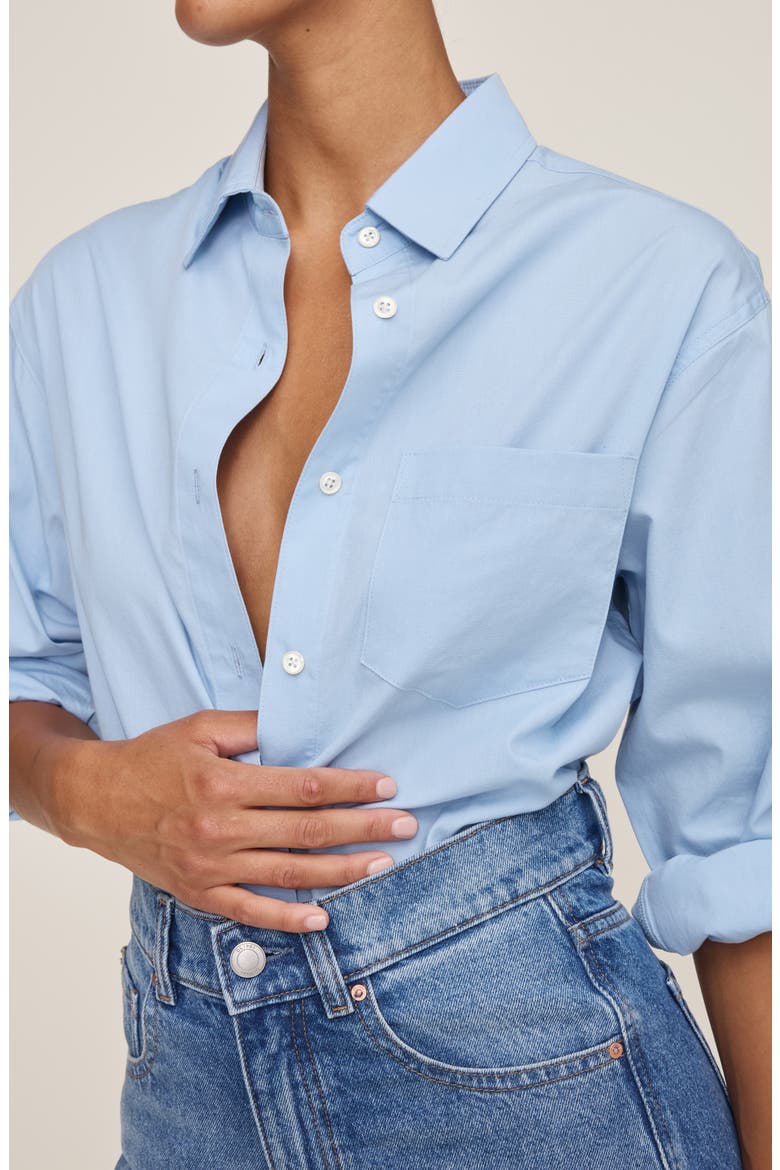 Faye Oversize Button-Up Shirt, Alternate, color, LIGHT BLUE POPLIN