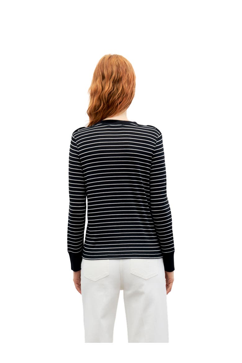Belia Long Sleeve Striped T-Shirt, Alternate, color, Navy Blue