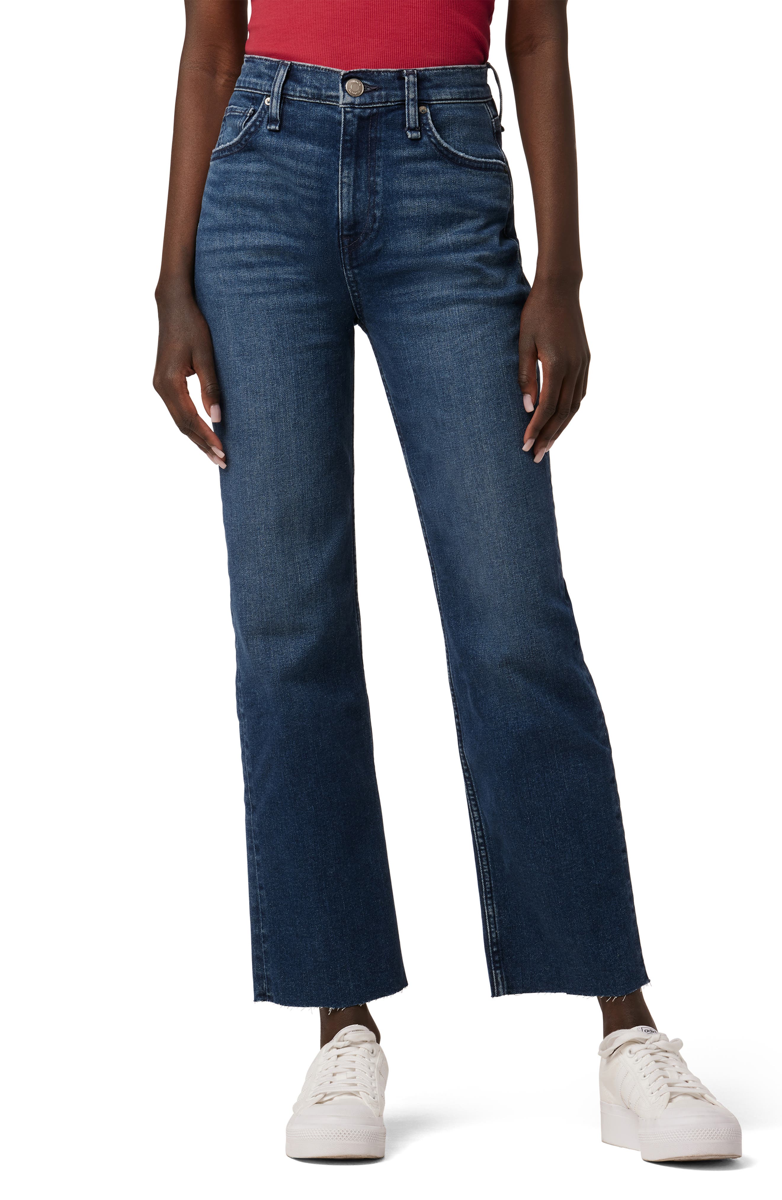 Remi Raw Hem High Waist Crop Straight Leg Jeans