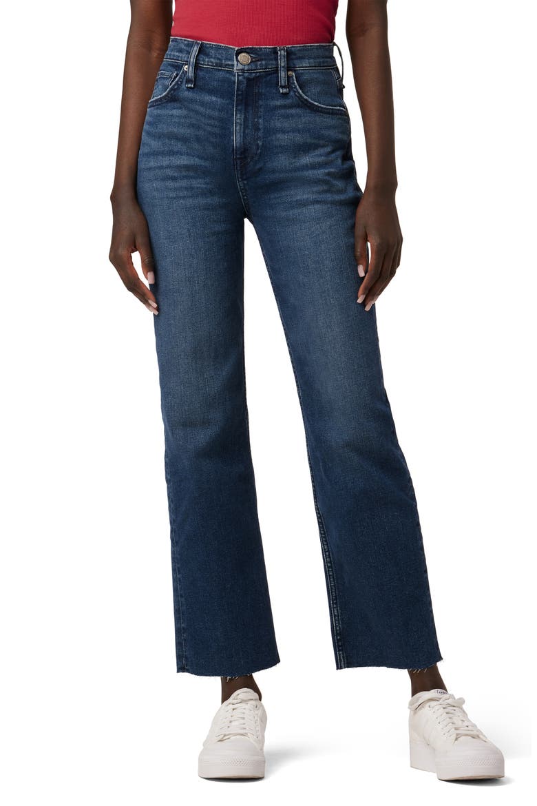 Remi Raw Hem High Waist Crop Straight Leg Jeans, Main, color, DEEP DIVE