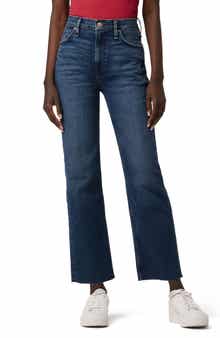 Remi Raw Hem High Waist Crop Straight Leg Jeans