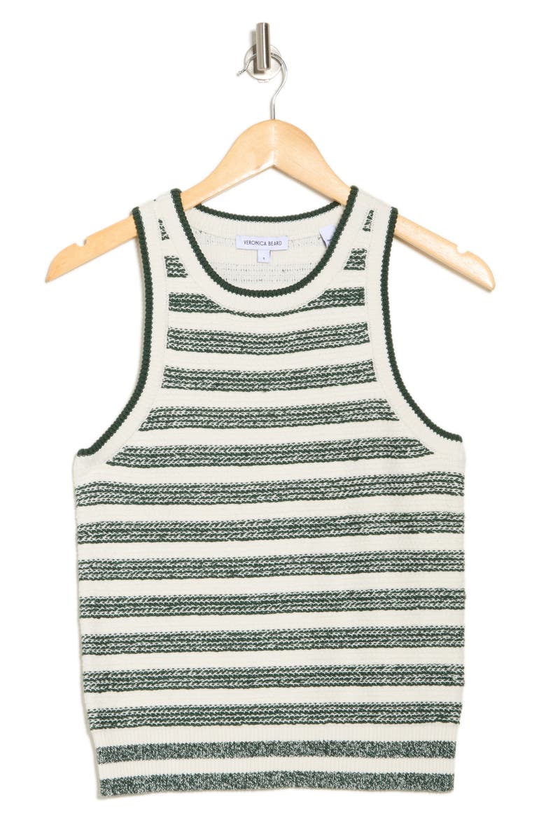 Jerrel Stripe Cotton & Linen Knit Tank, Alternate, color, IVORY/HUNTER GREEN