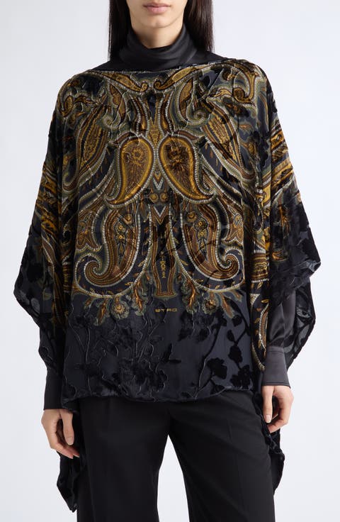 Paisley Devoré Velvet Poncho