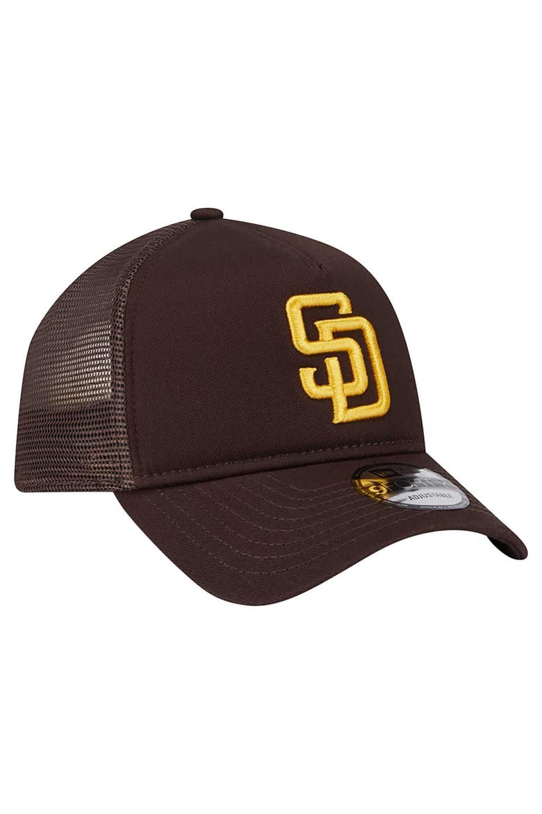 Men's New Era Brown San Diego Padres 9FORTY A-Frame Trucker Adjustable Hat, Alternate, color, Brown