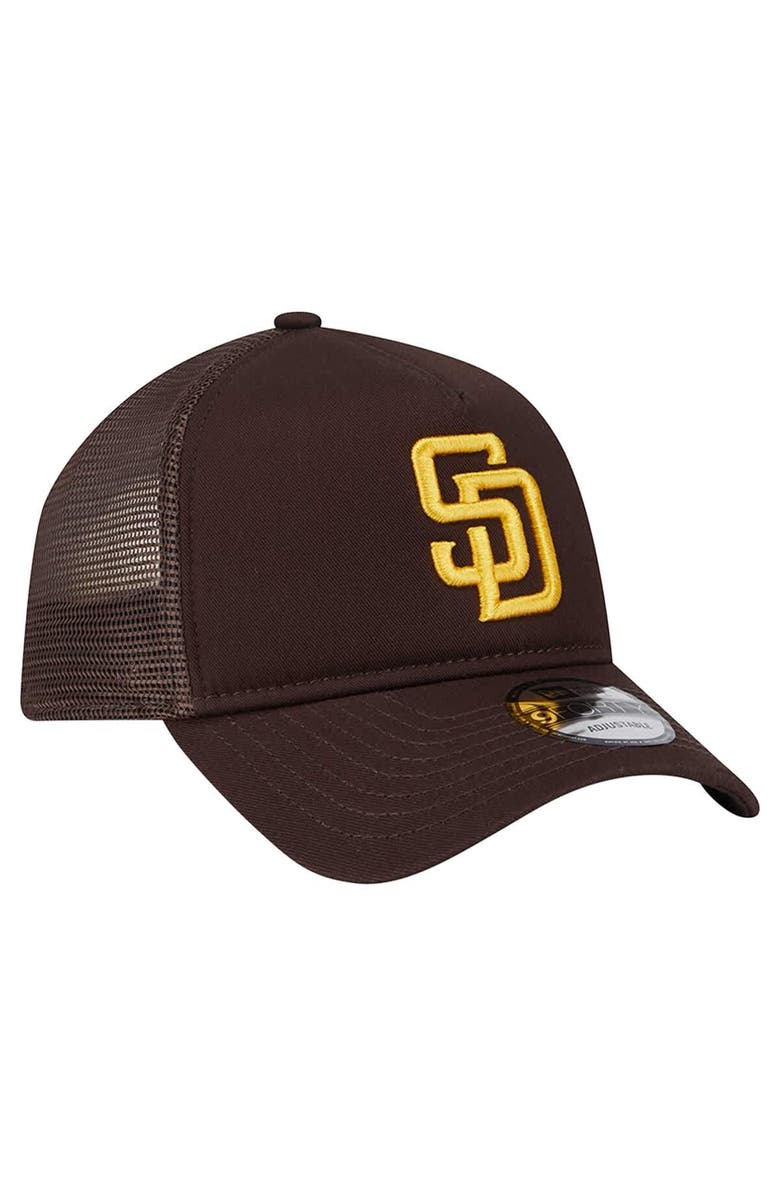 New Era Men's New Era Brown San Diego Padres 9FORTY A-Frame Trucker Adjustable Hat, Alternate, color, Brown