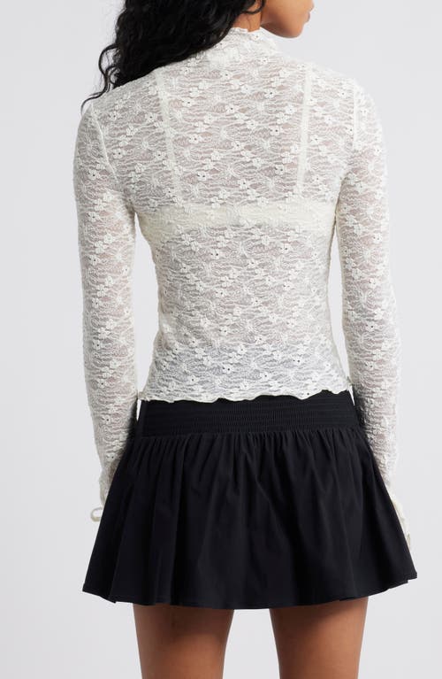 Bp. Funnel Neck Lace Top In White