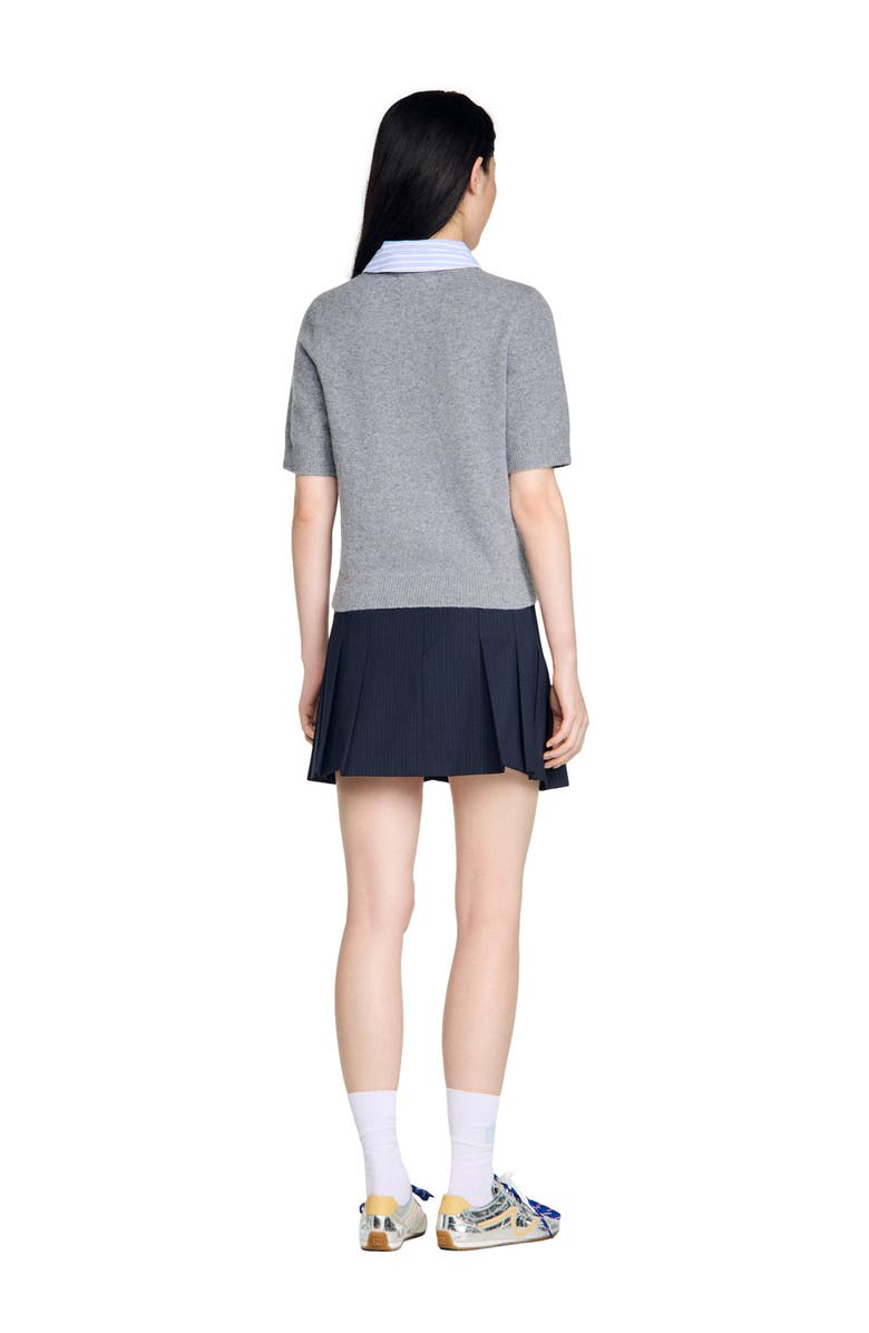 SANDRO Detachable collar wool sweater, Alternate, color, Grey