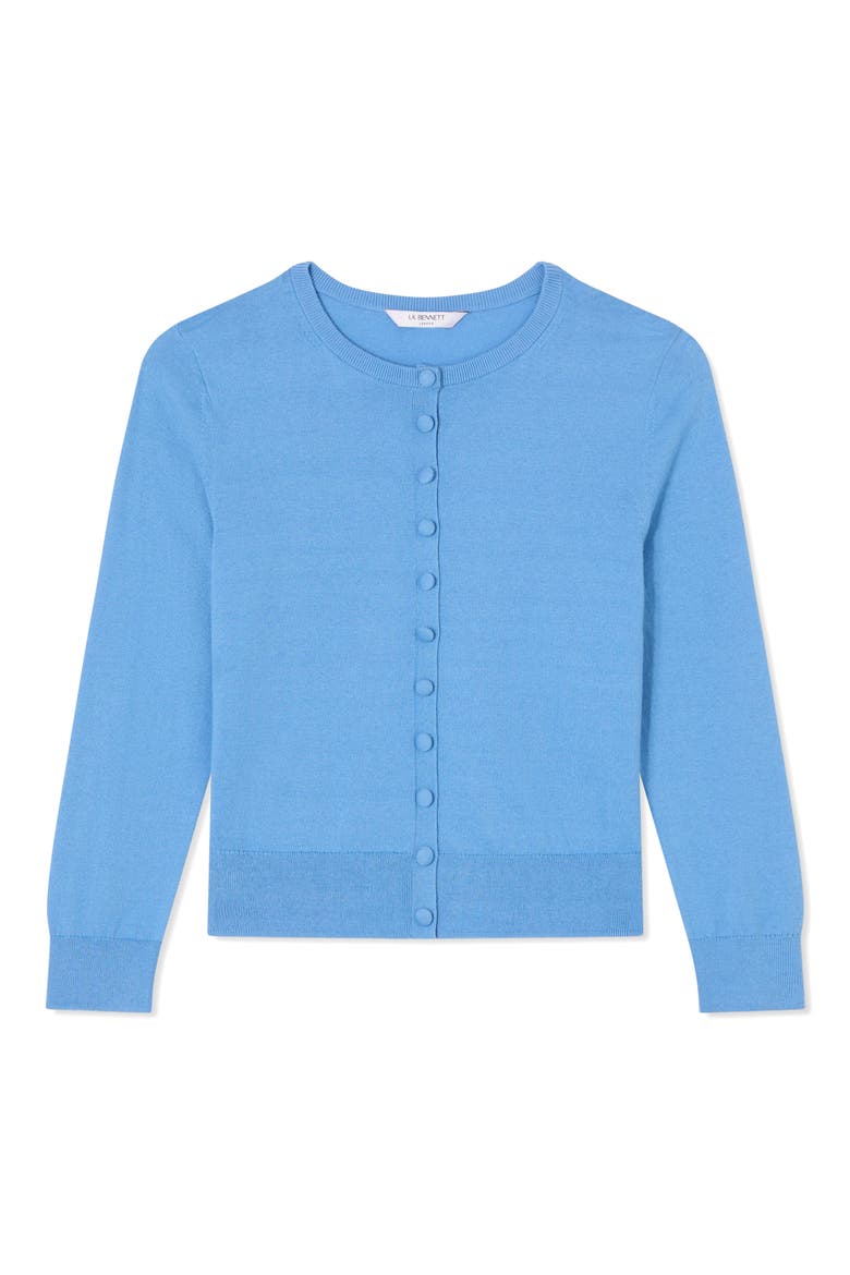Lottie Fine Cotton & Wool Cardigan, Alternate, color, BLUE