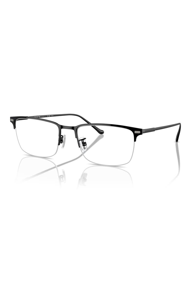 56mm Semi Rimless Rectangular Optical Glasses, Alternate, color, BLACK / DEMO LENS