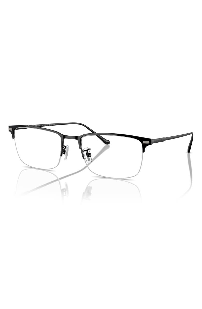COACH 56mm Semi Rimless Rectangular Optical Glasses, Alternate, color, 