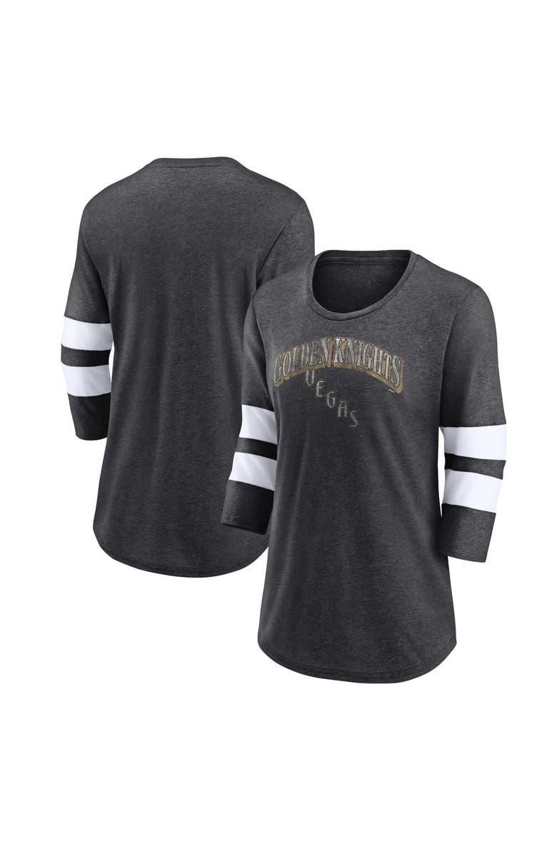 FANATICS Women's Fanatics Branded Heather Charcoal Vegas Golden Knights Special Edition 2.0 Barn Burner 3/4 Sleeve T-Shirt, Main, color, Heather Charcoal