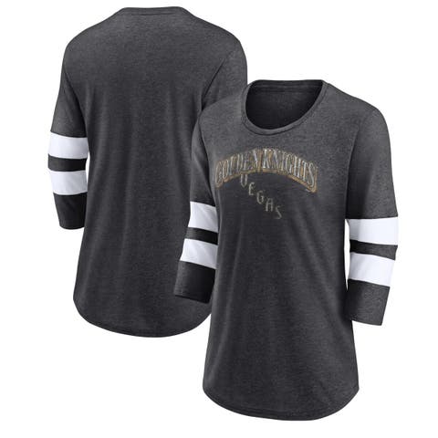 Women's Fanatics Branded Heather Charcoal Vegas Golden Knights Special Edition 2.0 Barn Burner 3/4 Sleeve T-Shirt