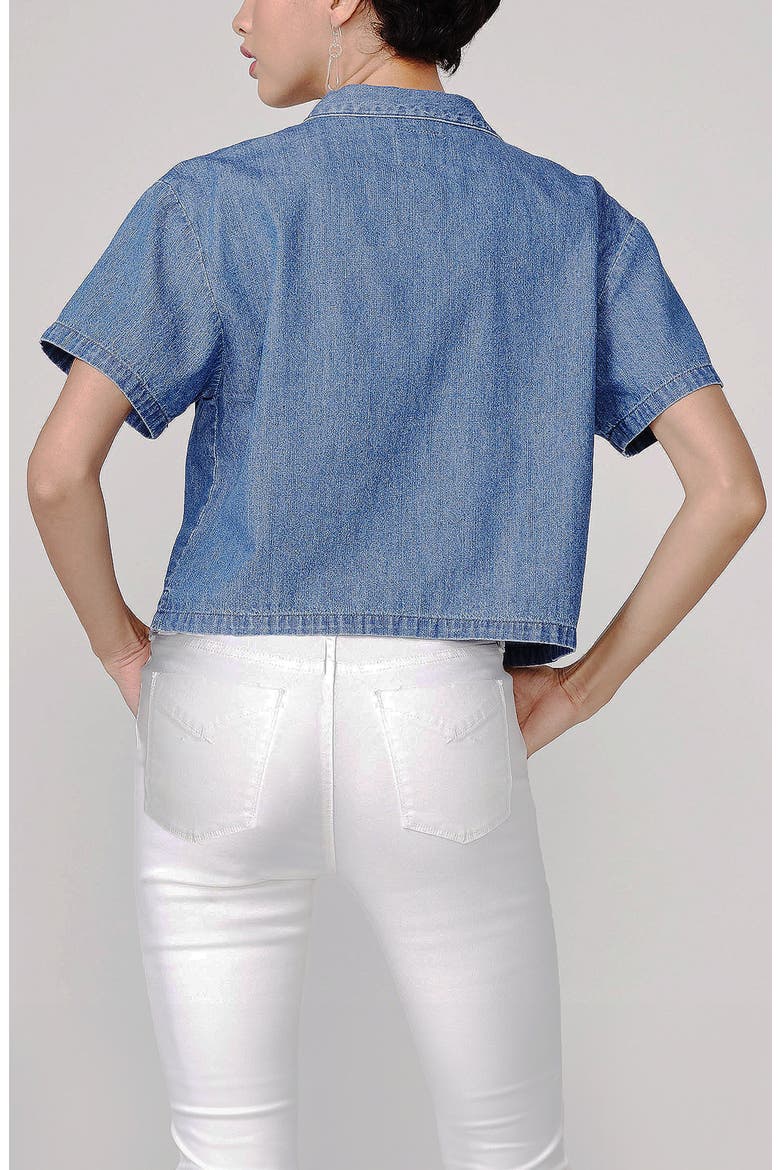 Sami Short Sleeve Cotton Chambray Button-Up Shirt, Alternate, color, CHAMBRAY