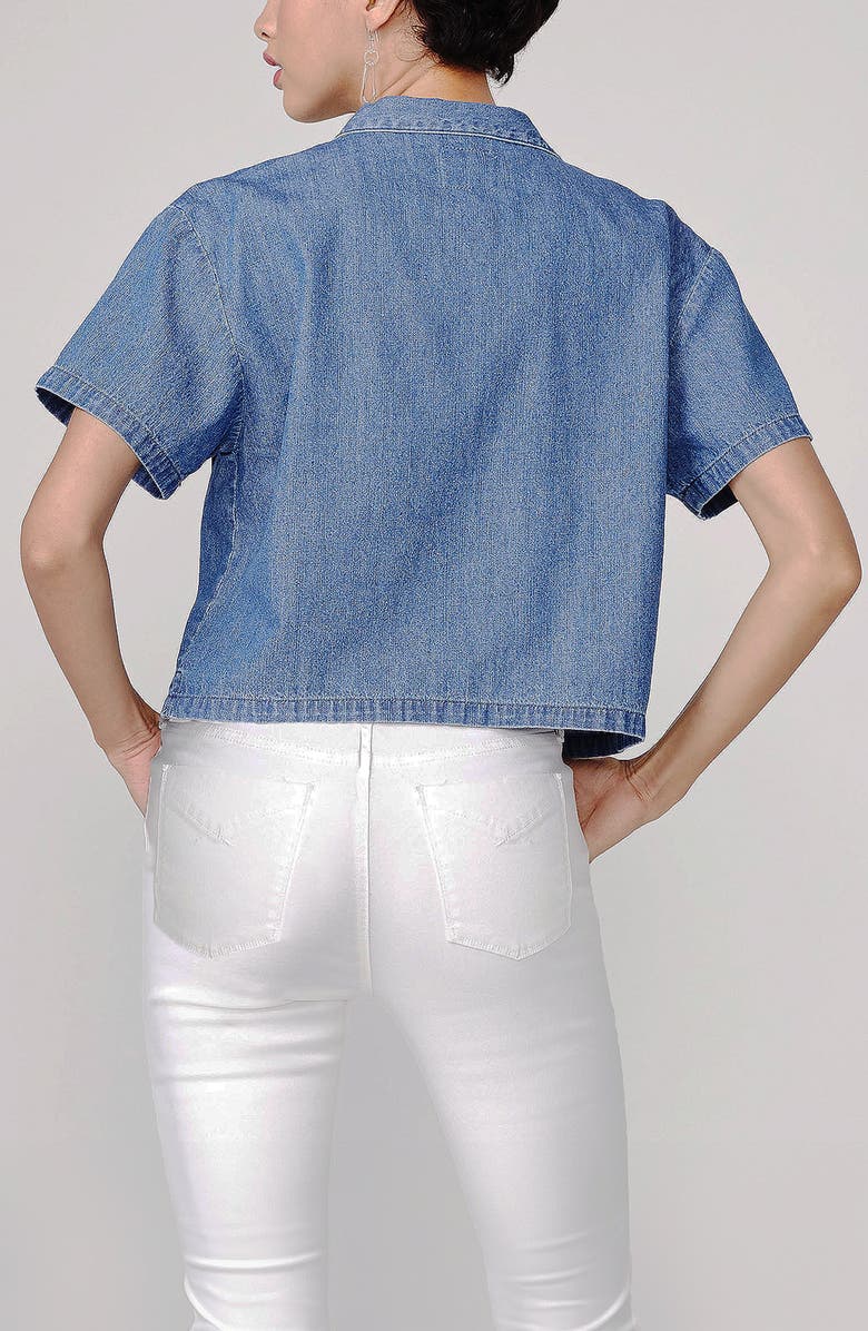 Unpublished Sami Short Sleeve Cotton Chambray Button-Up Shirt, Alternate, color, Chambray