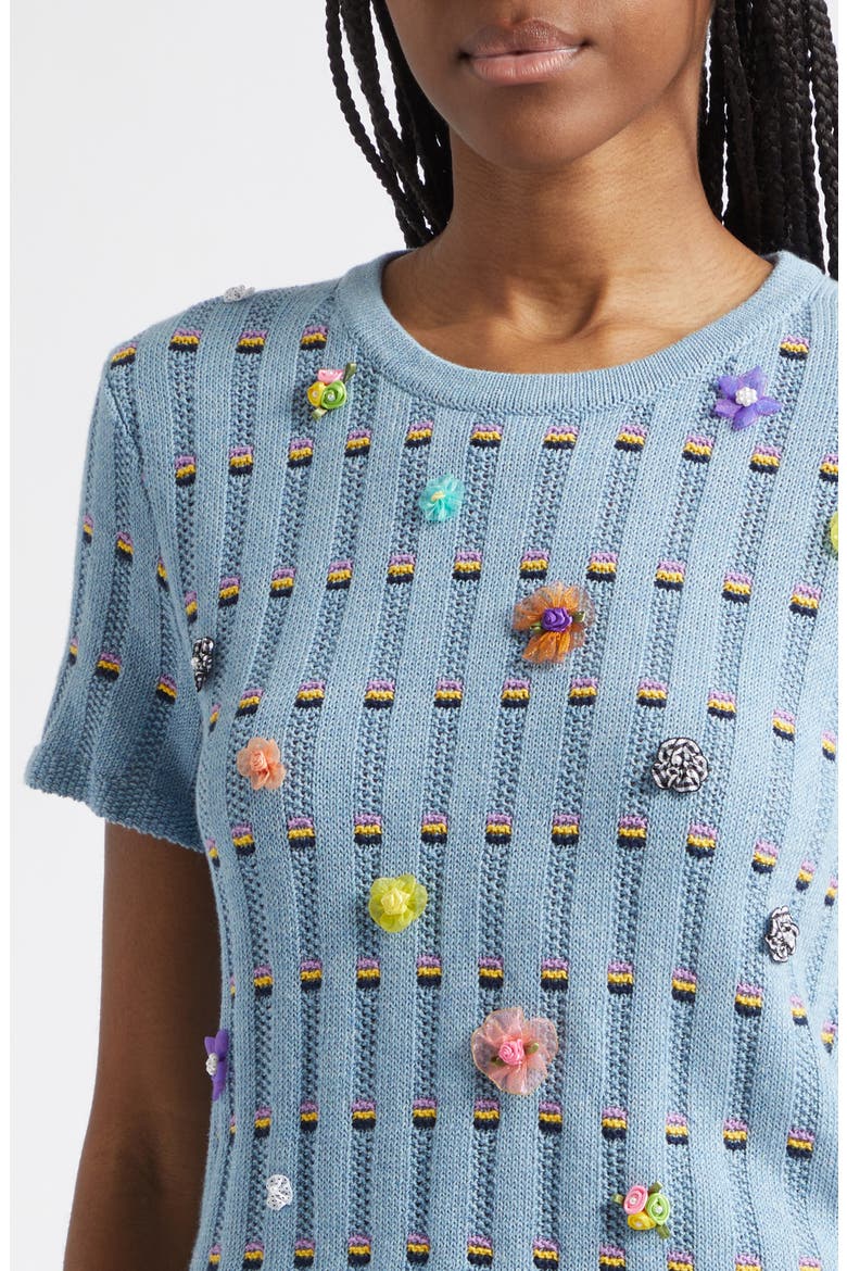 Dotty Embellished Cotton Rib Sweater, Alternate, color, DUSTY BLUE