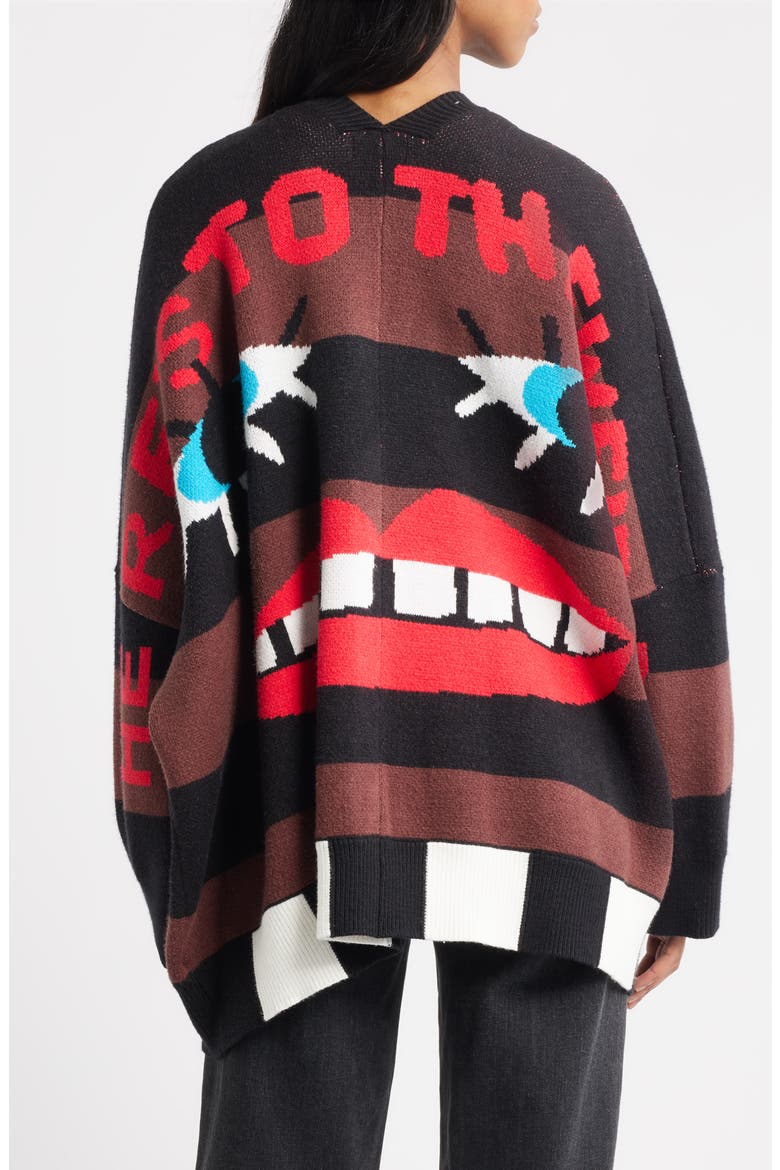 Here's to the Weirdos Oversize Cardigan, Alternate, color, BROWN/ BLACK