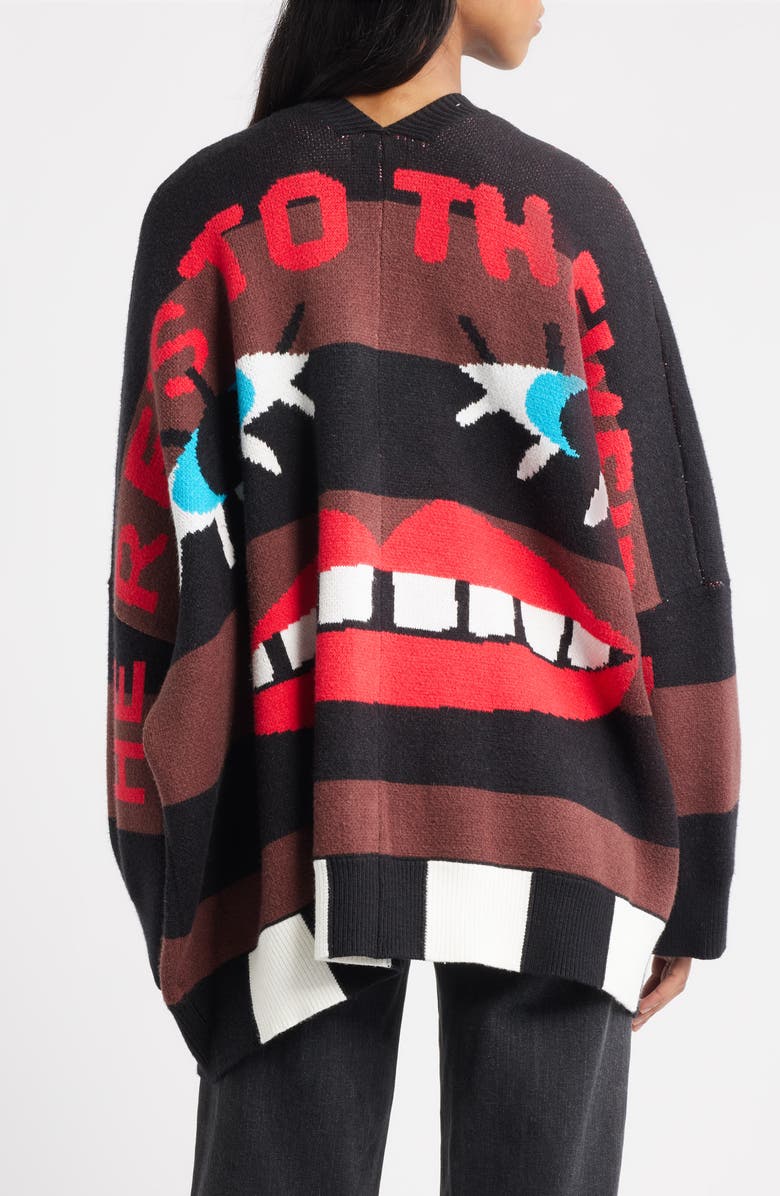 Dressed in Lala Here's to the Weirdos Oversize Cardigan, Alternate, color, Brown/ Black
