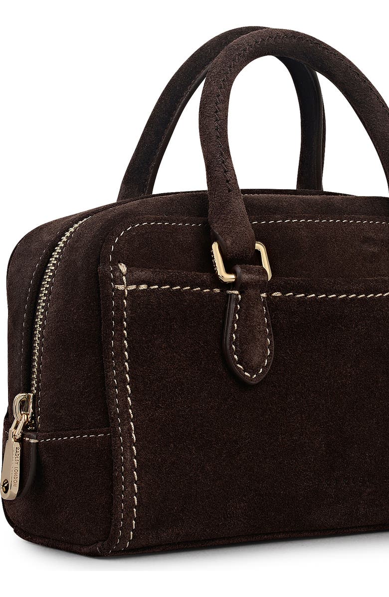 Radley Portland Way Mini Suede Bowling Bag, Alternate, color, Dark Oak