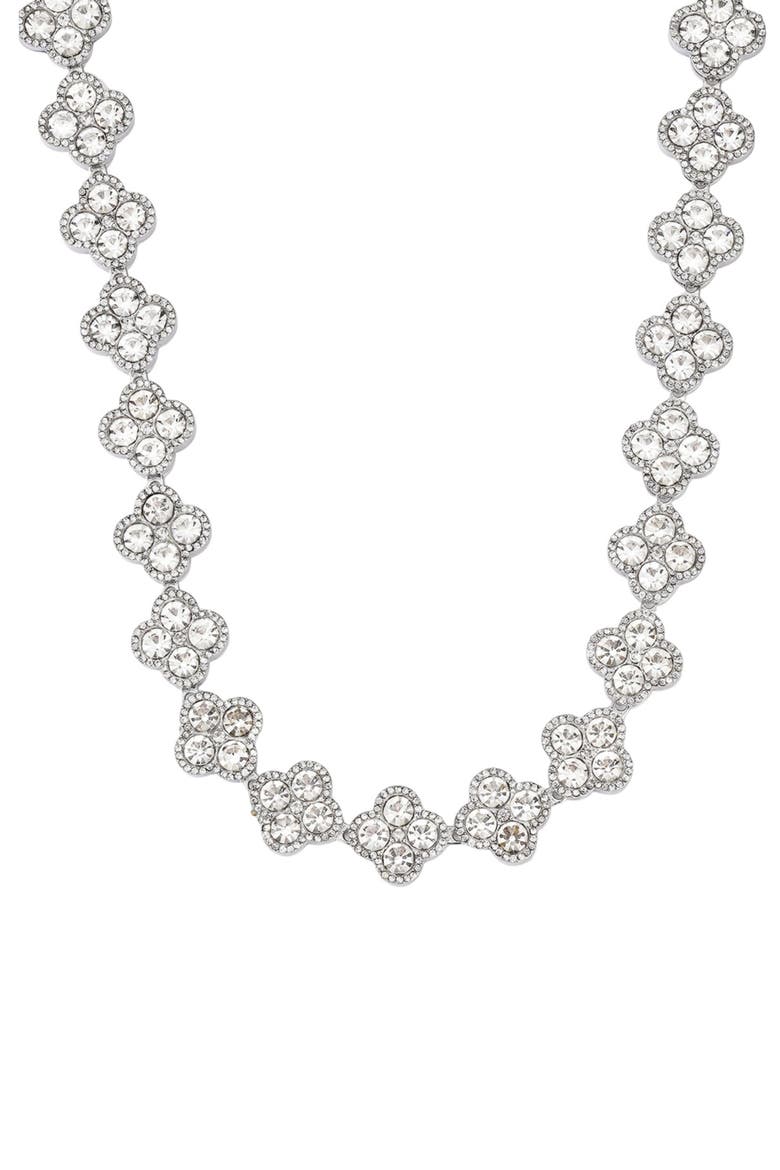 Crystal Clover Necklace, Alternate, color, SILVER