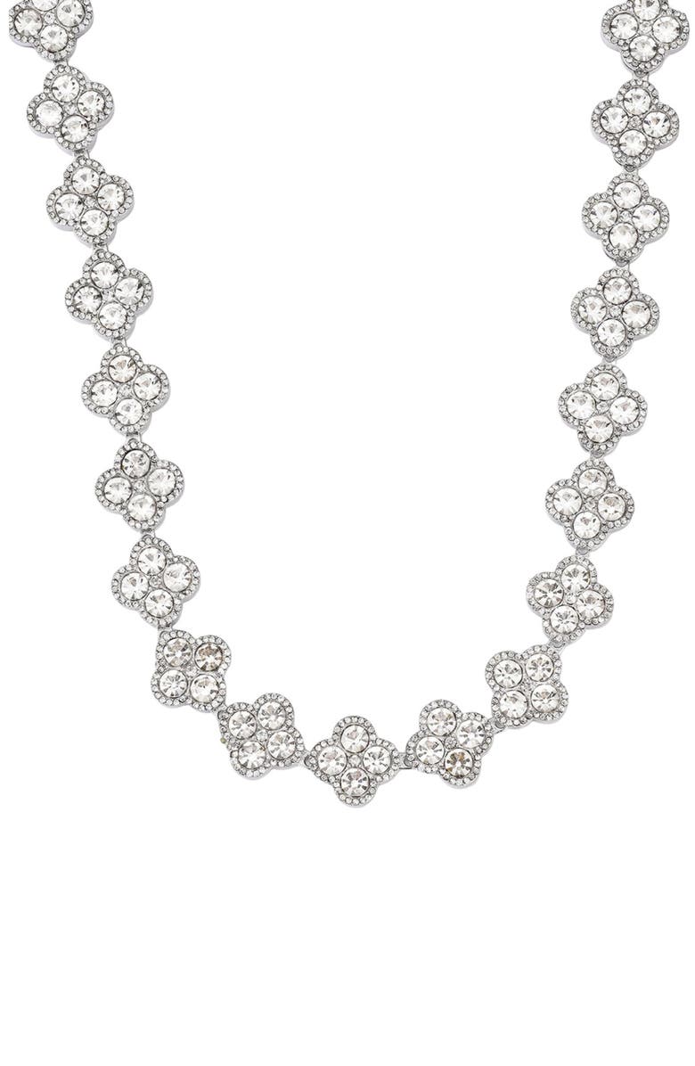 Adornia Crystal Clover Necklace, Alternate, color, Silver