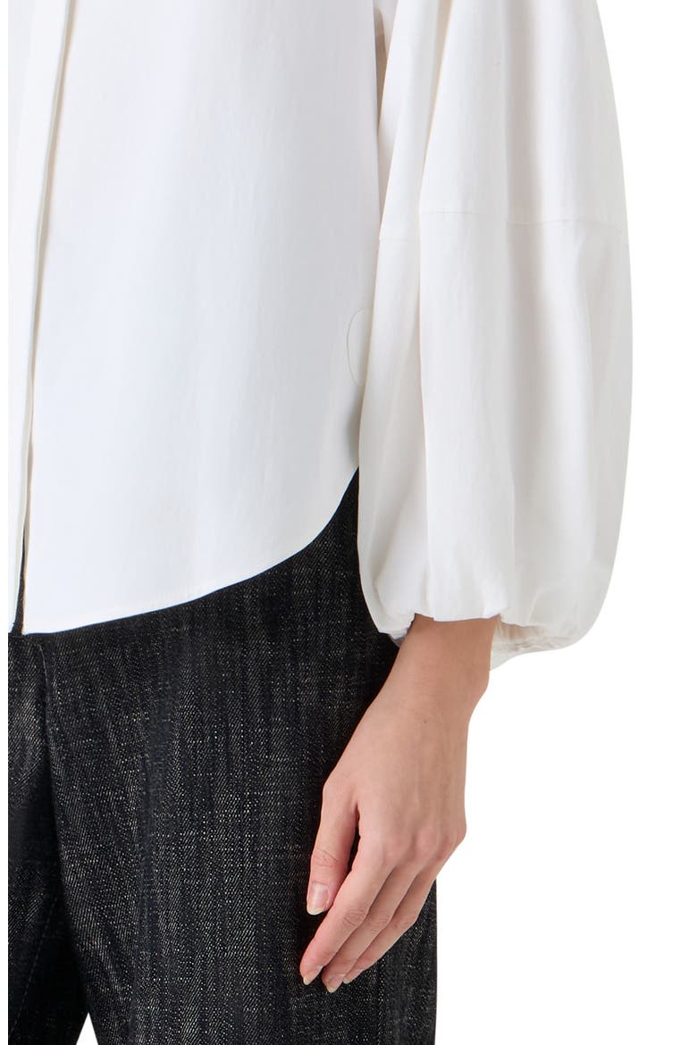 Washed Cotton Stretch Sateen Button-Up Shirt, Alternate, color, CREAM