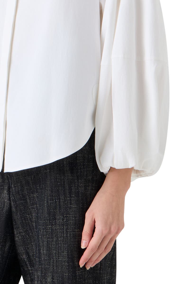 Akris punto Washed Cotton Stretch Sateen Button-Up Shirt, Alternate, color, Cream