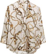 L'AGENCE Dani Chain Print Silk Button-Up Shirt