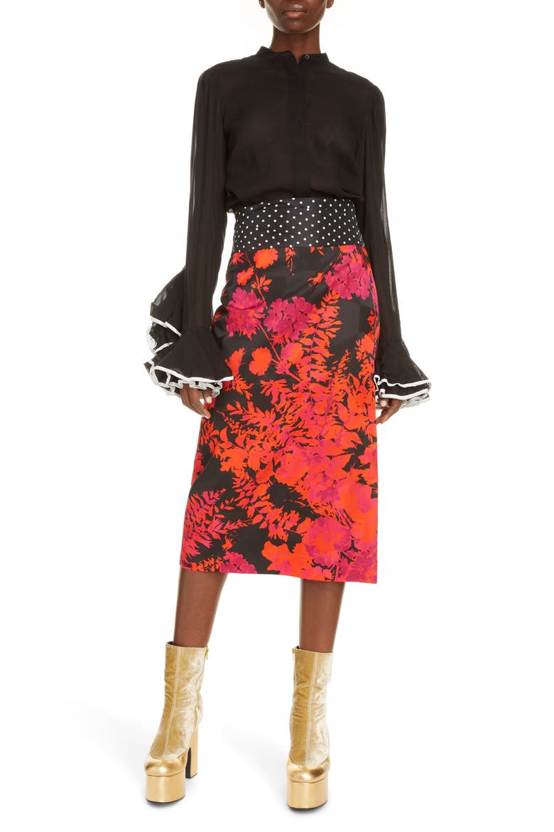 Ruffle Cuff Cotton Shirt, Alternate, color, BLACK