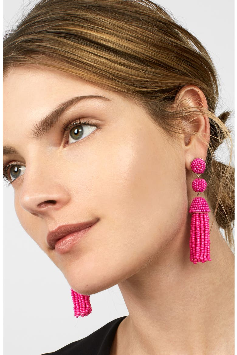 New Mini Granita Tassel Earrings, Alternate, color, HOT PINK
