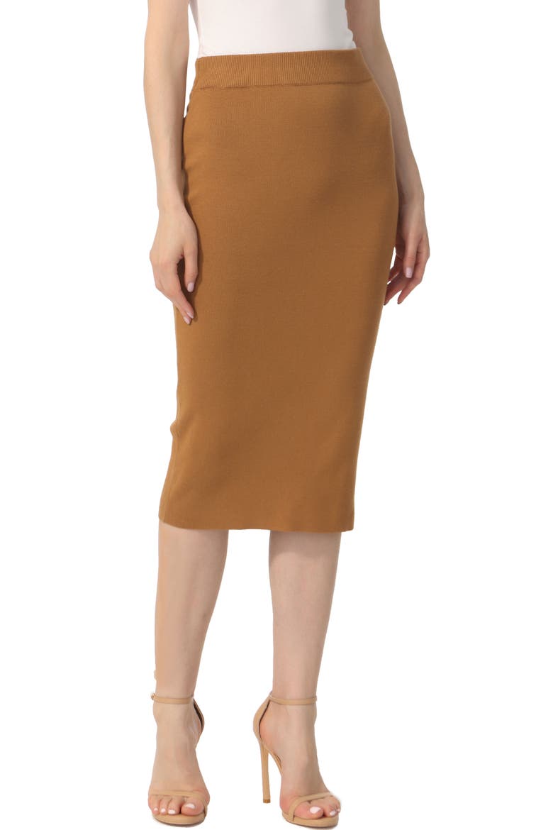 Women's Knit Pencil Skirt, Main, color, Mustard