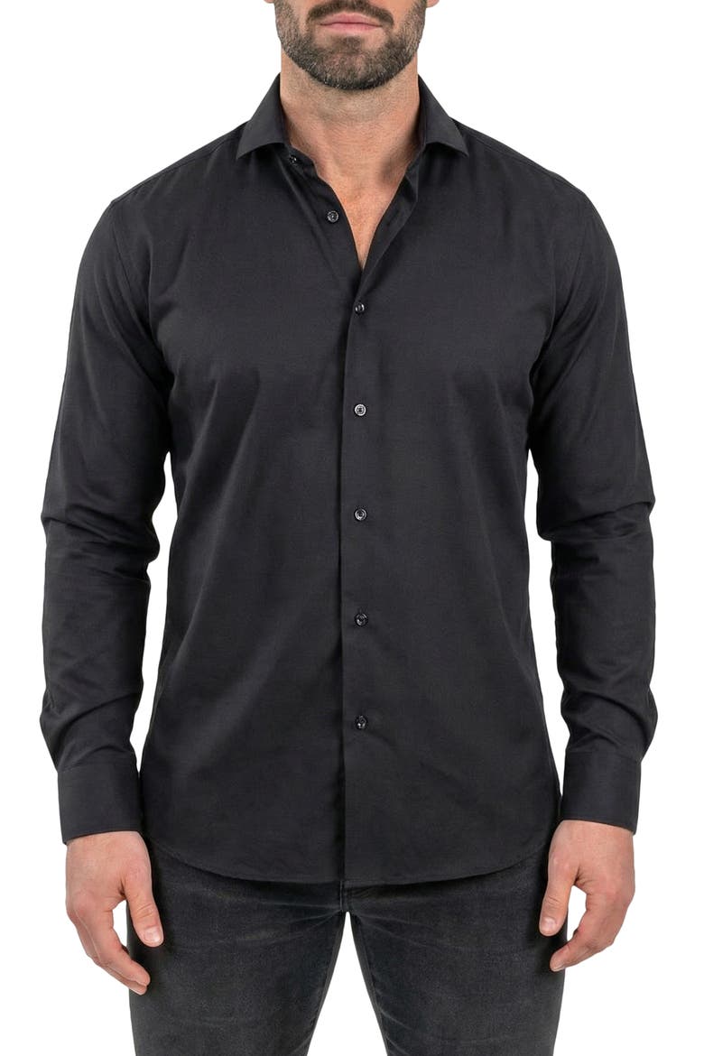Einstein Contemporary Fit Button-Up Shirt, Main, color, BLACK