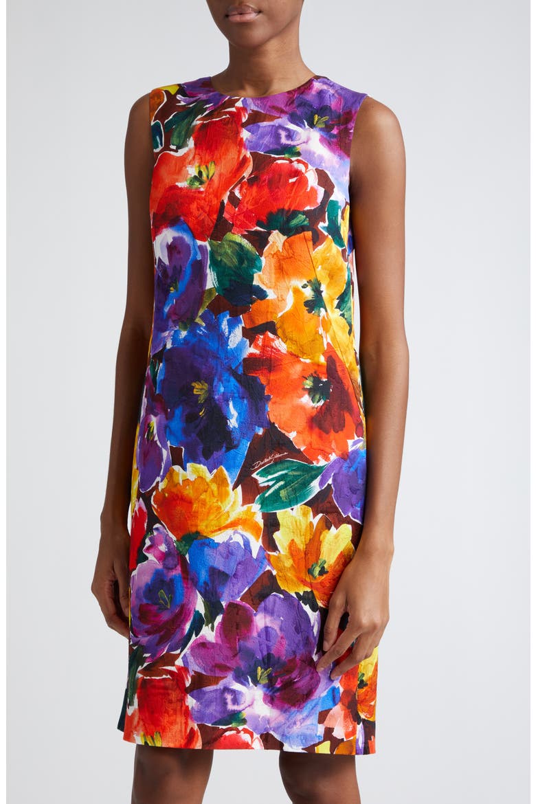 Abstract Floral Print Sleeveless Sheath Dress, Alternate, color, HM4YEFIORI ASTR.F.MARRONE