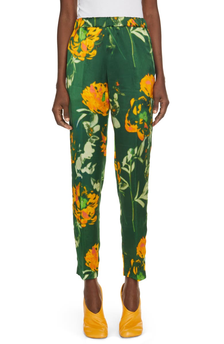 Dries Van Noten Palmira Floral Print Pull-On Pants, Main, color, 