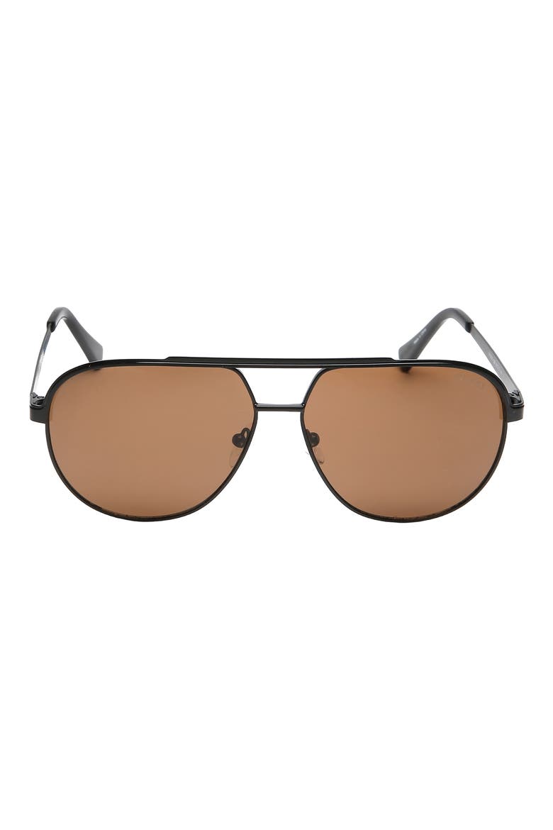 60mm Pilot Sunglasses, Main, color, MATTE BLACK / BROWN