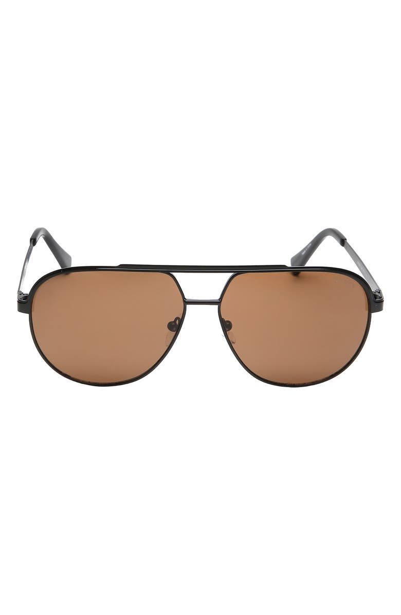 GUESS 60mm Pilot Sunglasses, Main, color, Matte Black / Brown