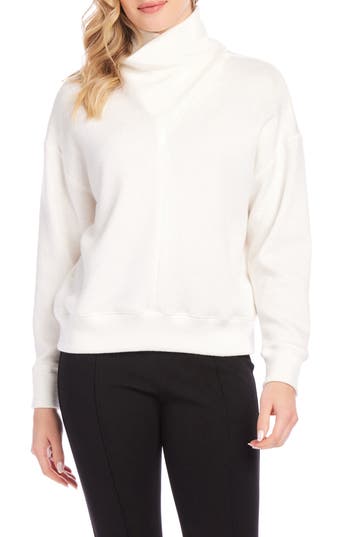 Karen Kane Faux Wrap Turtleneck Top In Ivory In White